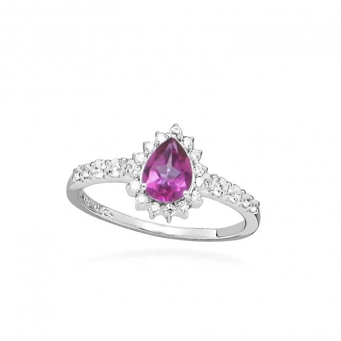 Hope Teardrop Pink Topaz Ring, Size 56