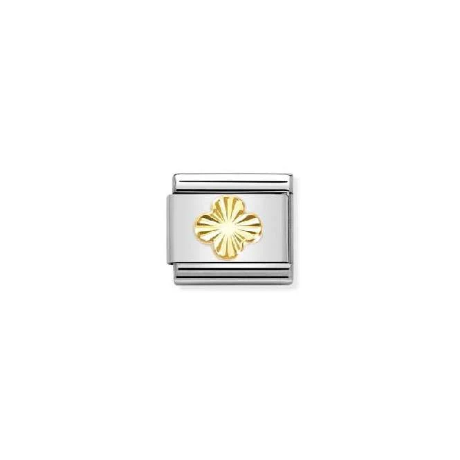 Classic Gold Diamond-Etched Four Leaf Clover Fashion & Fun Charms