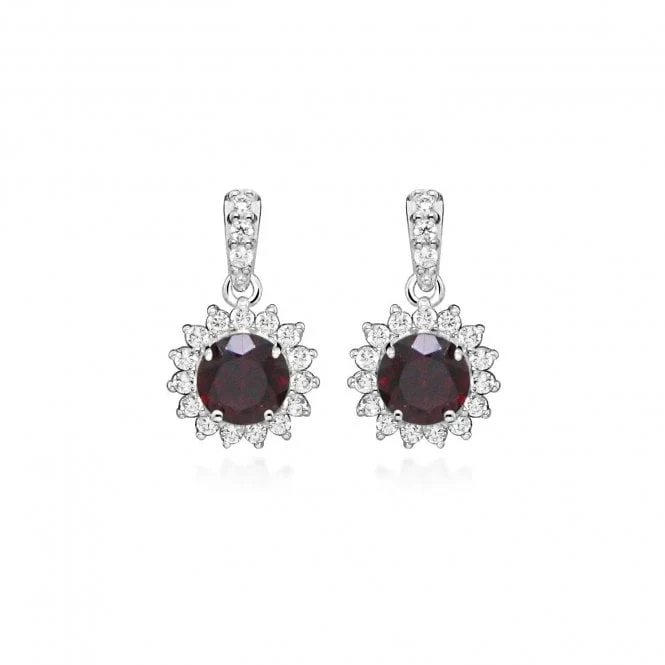 Hope Round Red Garnet Drop Earrings