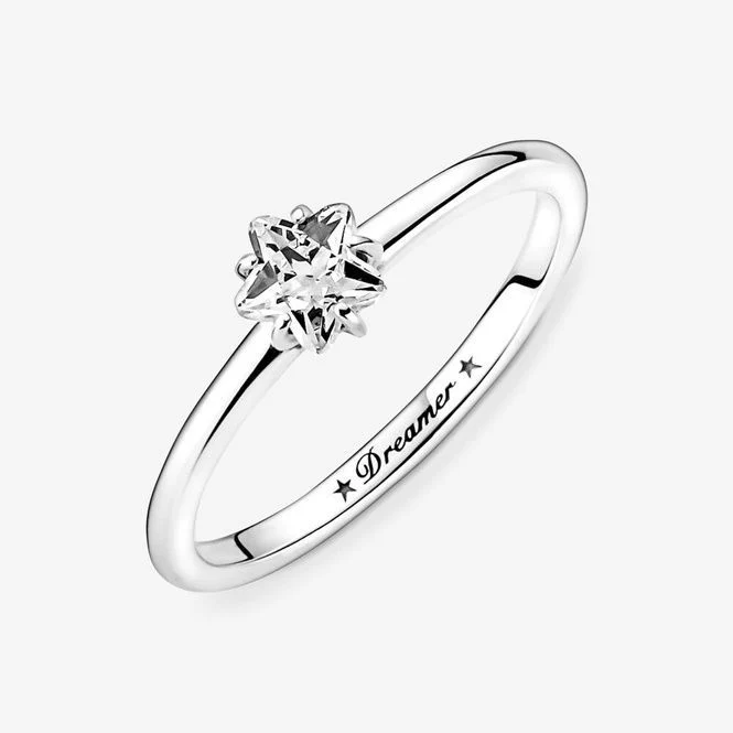 Celestial Sparkling Star Solitaire Ring, Size 56