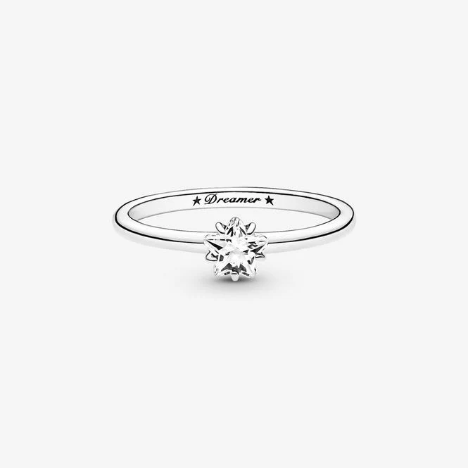 Celestial Sparkling Star Solitaire Ring, Size 56