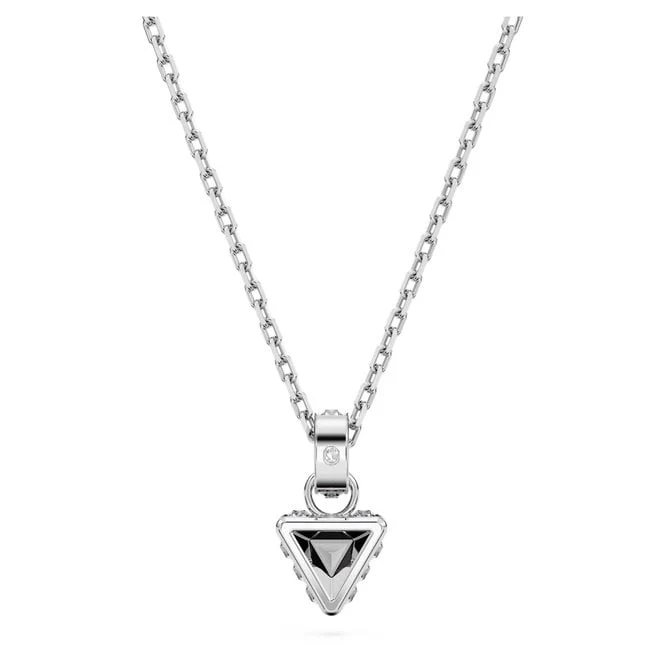 Chroma Pendant Necklace with Triangle-Cut Grey Crystal in Rhodium Silver
