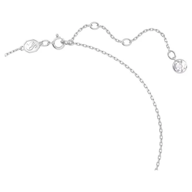 Chroma Pendant Necklace with Triangle-Cut Grey Crystal in Rhodium Silver