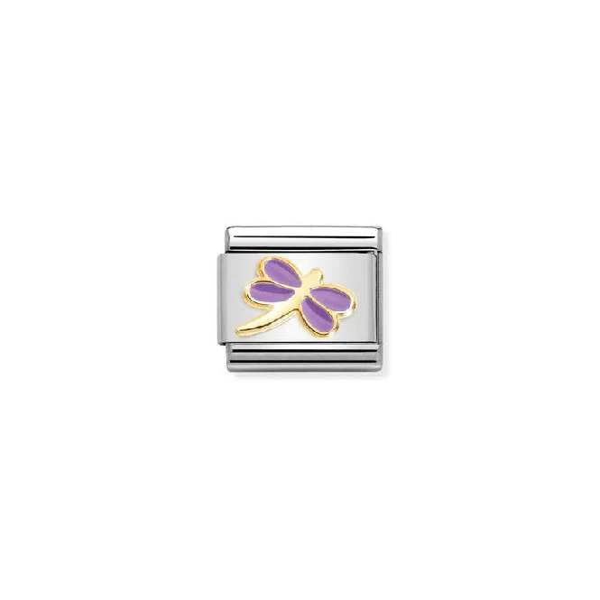 Classic Gold and Enamel Lilac Dragonfly Flowers & Nature Charms