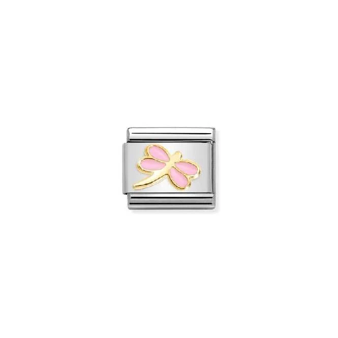 Classic Gold and Enamel Pink Dragonfly Flowers & Nature Charms