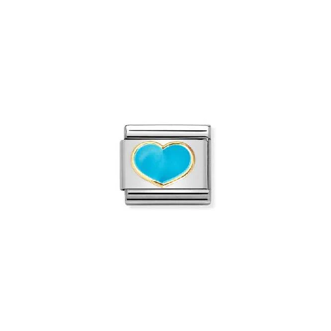 Classic Gold and Enamel Turquoise Heart Love & Hearts Charms