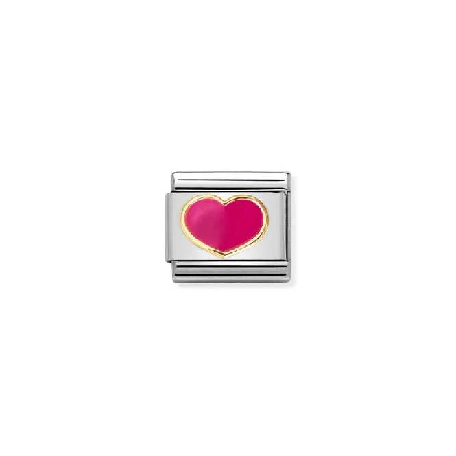 Classic Gold and Enamel Fuchsia Heart Love & Hearts Charms