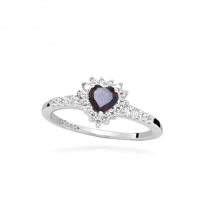 Hope Heart Red Garnet Ring, Size 54