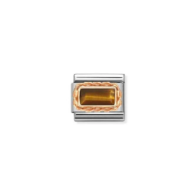 Classic Rose Gold Tiger Eye Rich Baguette Sparkly & Stones Charms