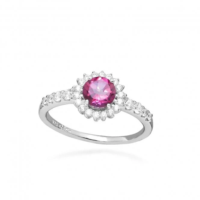 Hope Round Pink Topaz Ring, Size 54