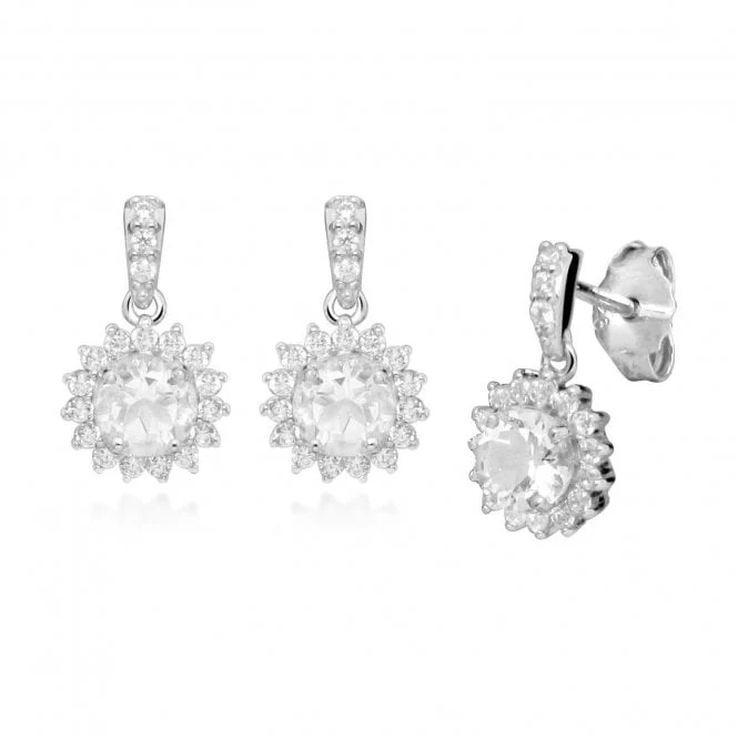 Hope Round White Topaz Drop Earrings