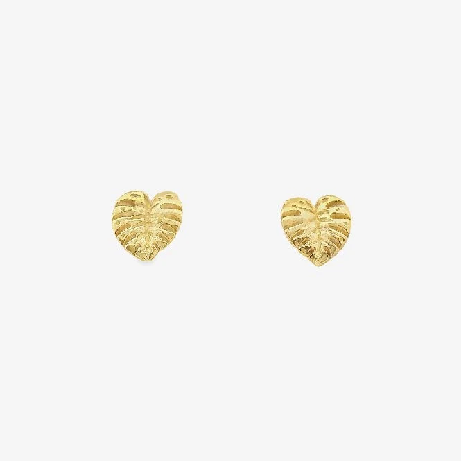 Gold Palm Leaf Stud Earrings