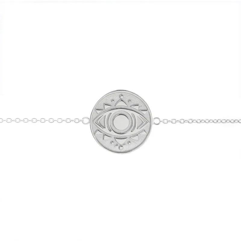Evil Eye Disc Bracelet in Sterling Silver