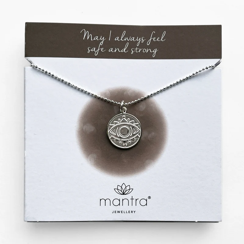 Evil Eye Disc Necklace in Sterling Silver