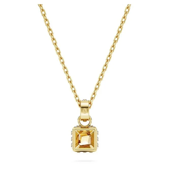 Chroma Pendant Necklace with Square-Cut Yellow Crystal in Gold