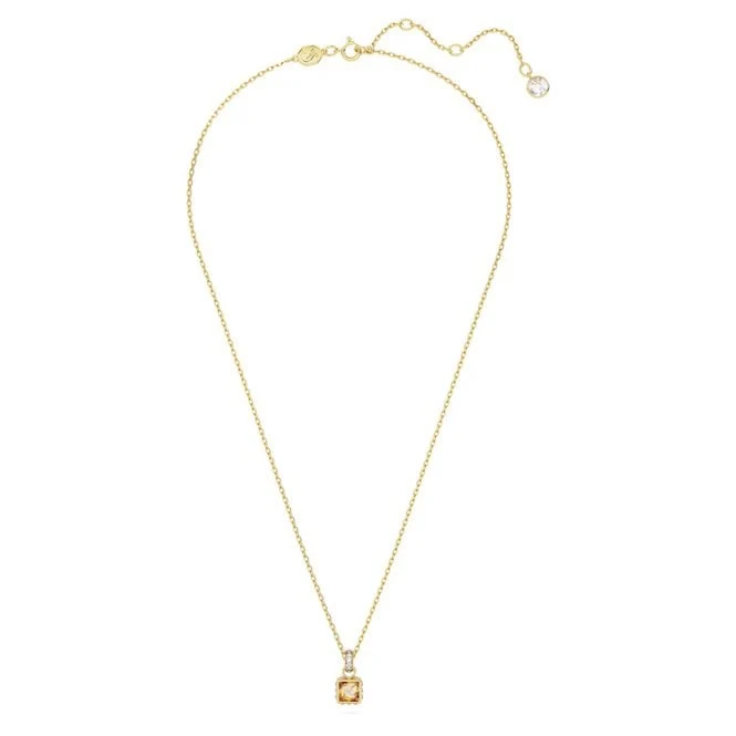 Chroma Pendant Necklace with Square-Cut Yellow Crystal in Gold