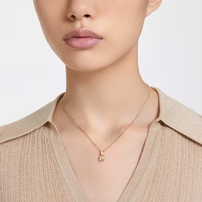 Chroma Pendant Necklace with Square-Cut Yellow Crystal in Gold