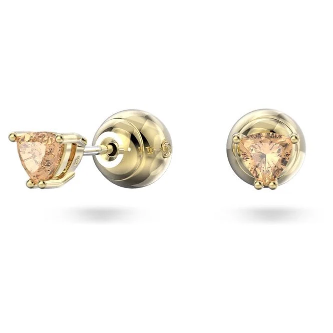 Chroma Stud Earrings with Trilliant-Cut Orange Crystal in Gold