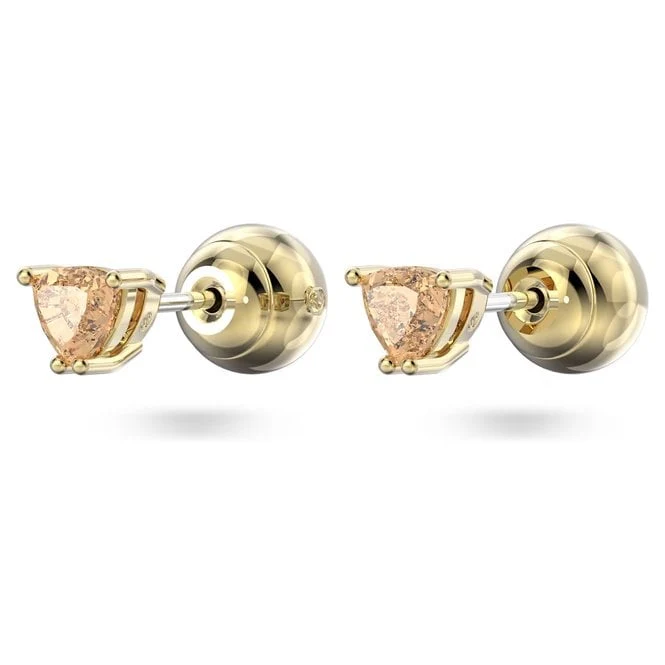 Chroma Stud Earrings with Trilliant-Cut Orange Crystal in Gold
