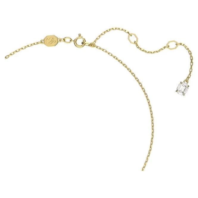 Stilla Pendant Necklace with Round-Cut White Crystal in Gold