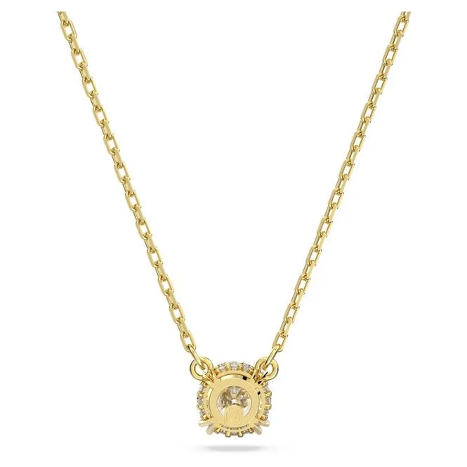 Stilla Pendant Necklace with Round-Cut White Crystal in Gold