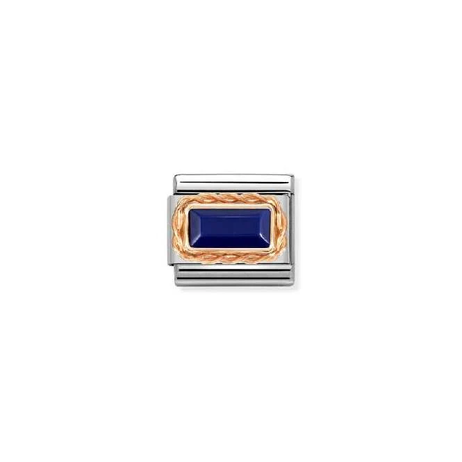 Classic Rose Gold Lapis Rich Baguette Sparkly & Stones Charms