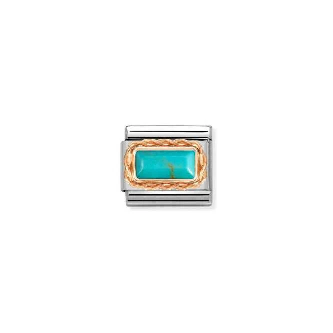 Classic Rose Gold Turquoise Rich Baguette Sparkly & Stones Charms