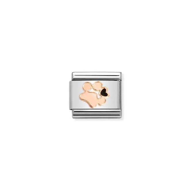 Classic Rose Gold and Enamel Dog Pawprint Animals Charms
