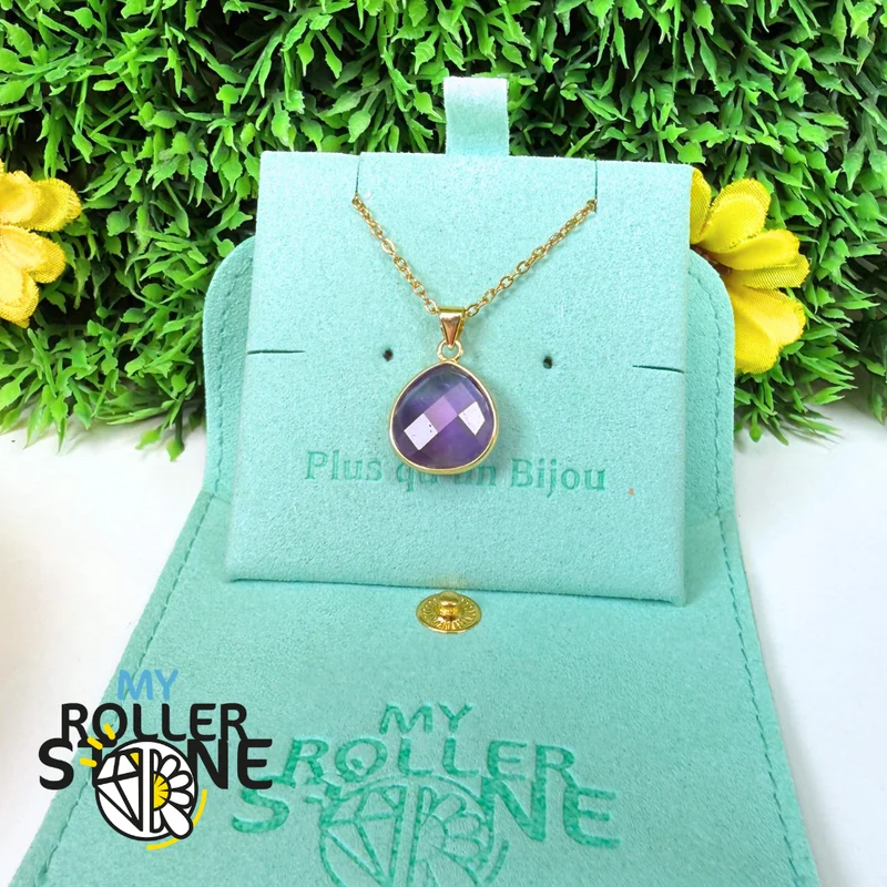 Facettierter Amethyst-Tropfenanhänger in Gold oder Silber
