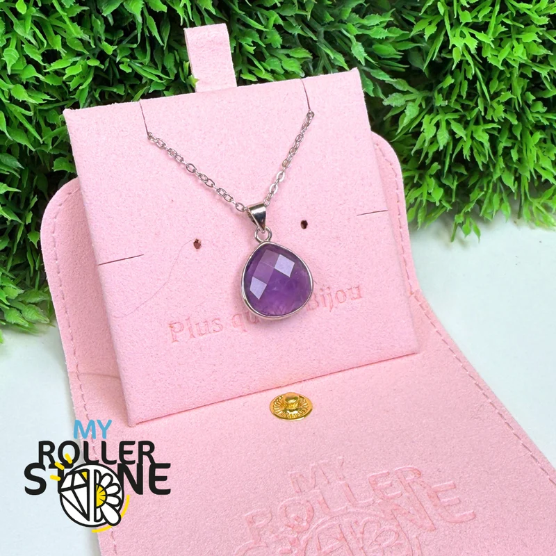 Facettierter Amethyst-Tropfenanhänger in Gold oder Silber