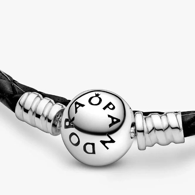 Moments Double Black Leather Bracelet, 44cm