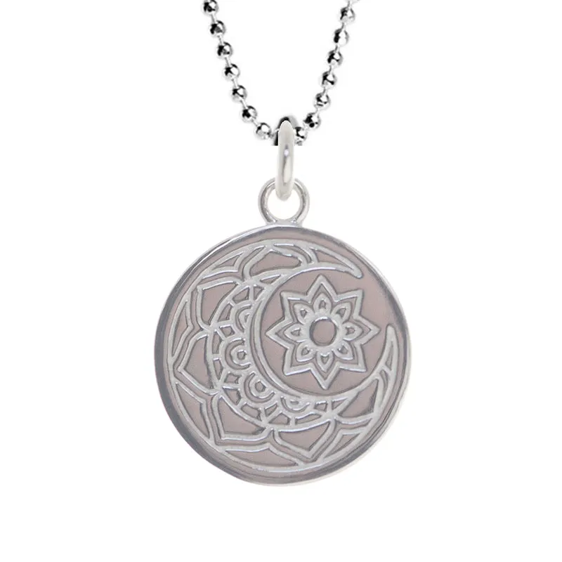 Moon & Sun Disc Necklace in Sterling Silver