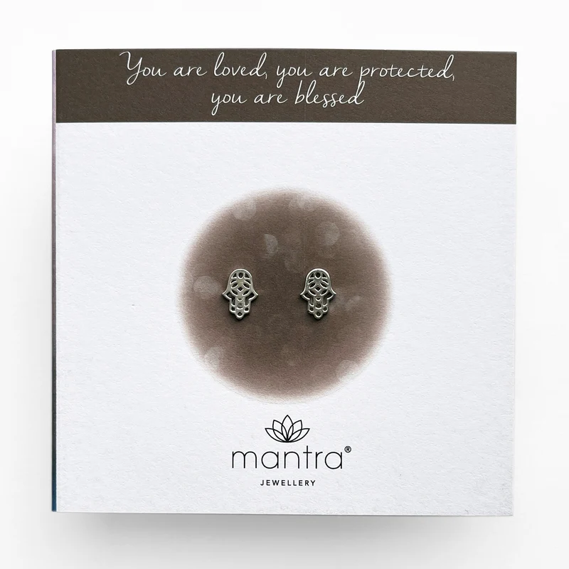 Hamsa Hand Earrings in Sterling Silver