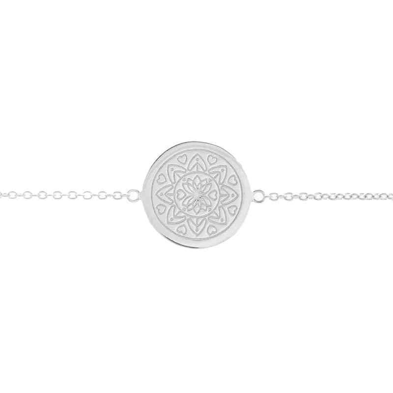 Love Mandala Disc Bracelet in Sterling Silver