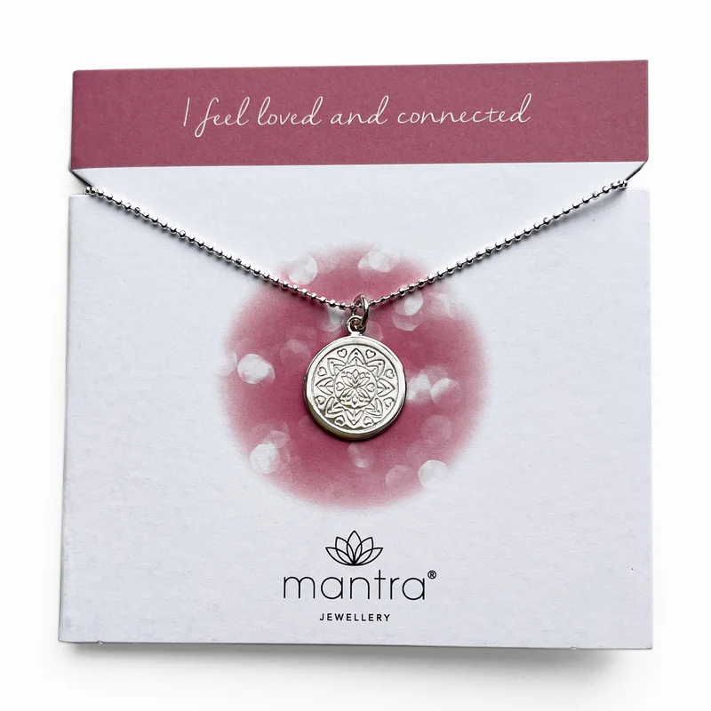 Love Mandala Disc Necklace in Sterling Silver