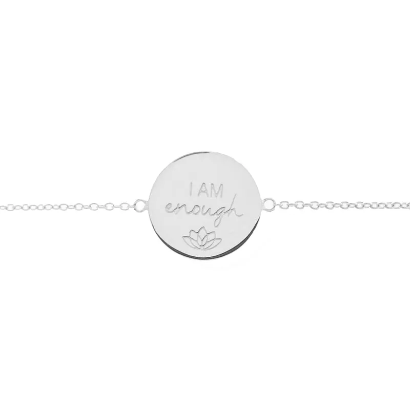 I am Enough Disc Bracelet in Sterling Silver