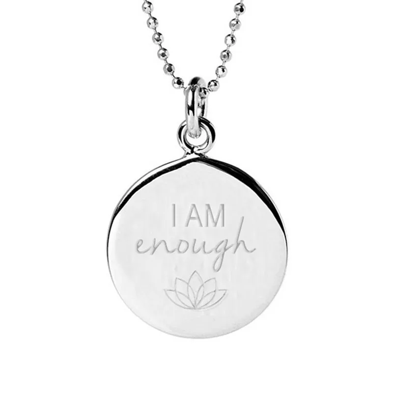 I am Enough Disc Necklace in Sterling Silver