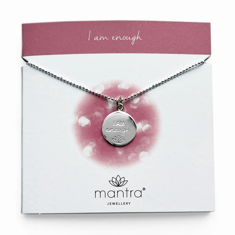 I am Enough Disc Necklace in Sterling Silver