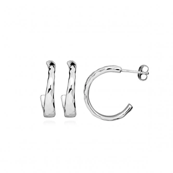 Off The Beaten Track Hammered Silver Hoop Earrings