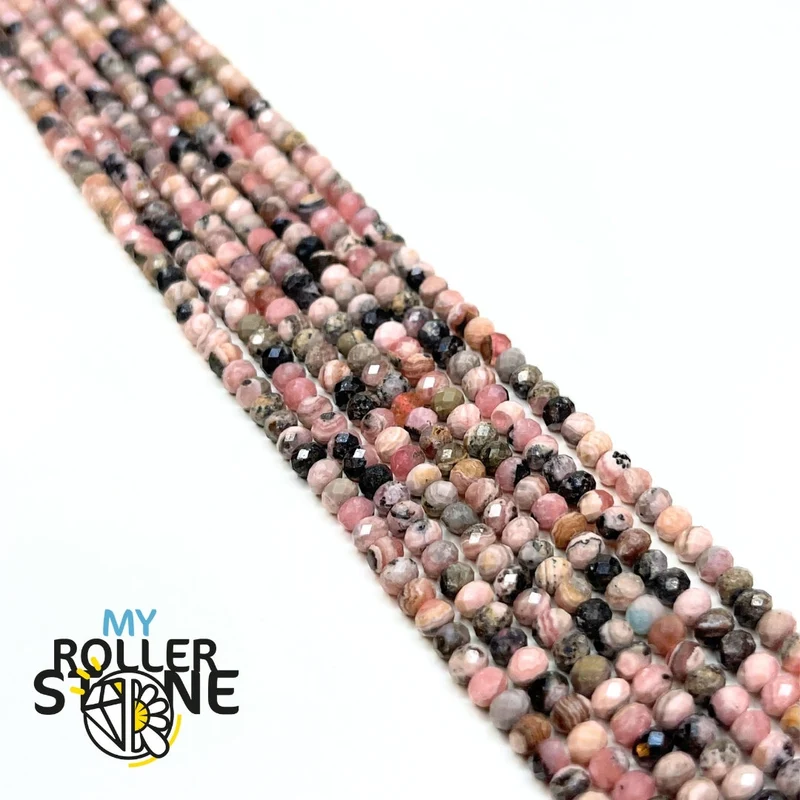 Facettierte Rhodochrosit-Rondelle-Perlen