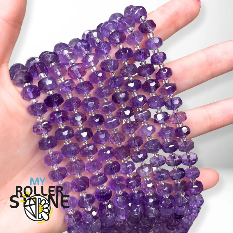 Amethystperle facettiert gewölbt Rondelle