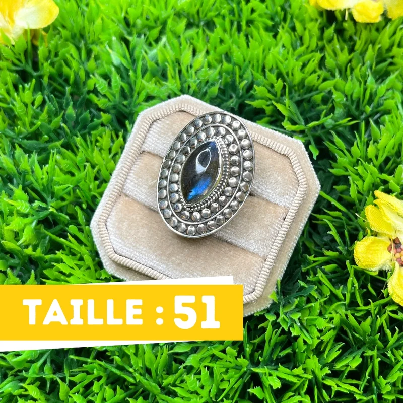 Bluefire Labradorit-Silberring Nr. 84