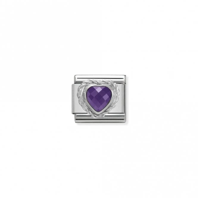 Classic Silver CZ Facetted Purple Heart Love & Hearts Charms
