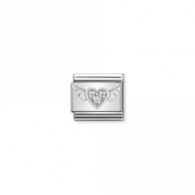 Classic Silver CZ Flying Heart Love & Hearts Charms