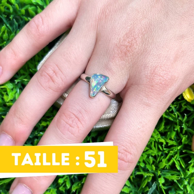 Roher äthiopischer Opal-Silberring Nr. 53