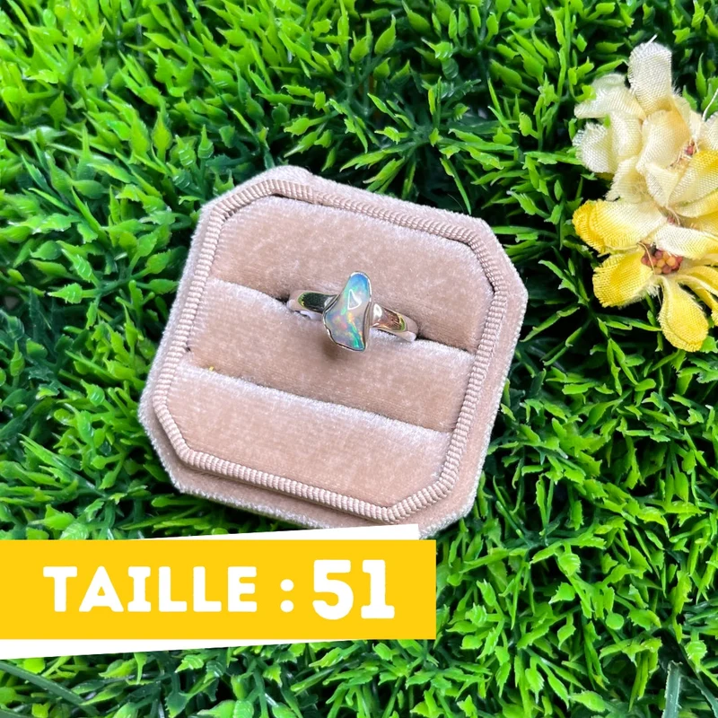 Roher äthiopischer Opal-Silberring Nr. 54