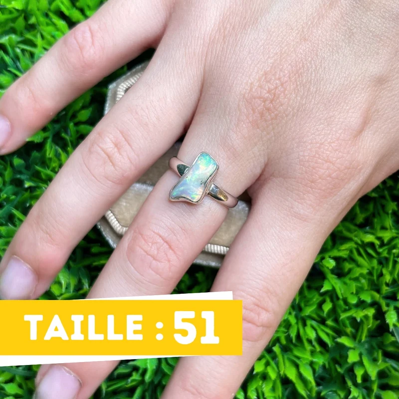 Roher äthiopischer Opal-Silberring Nr. 55