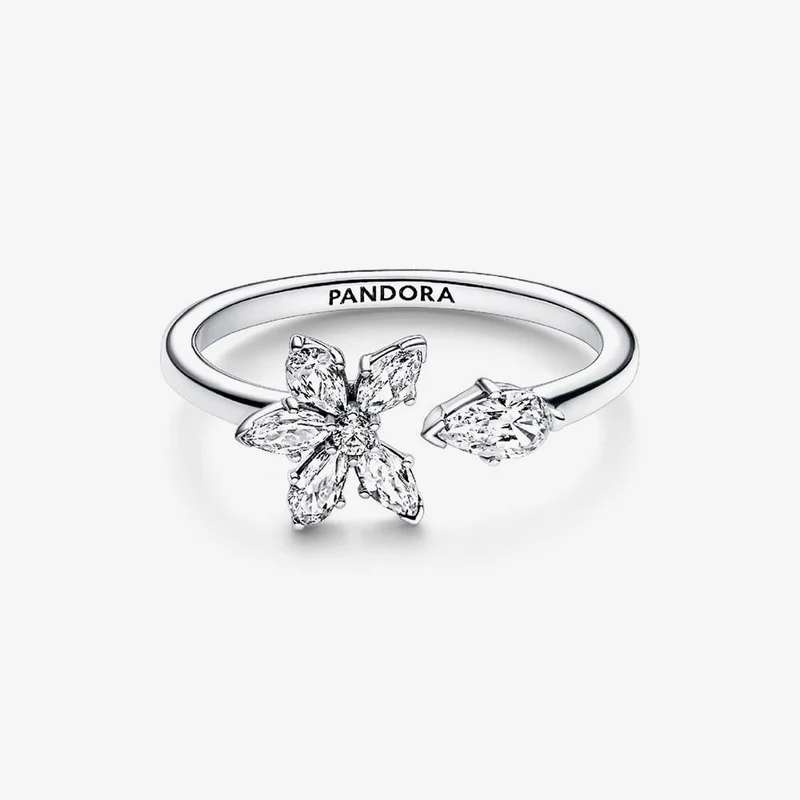 Sparkling Herbarium Cluster Open Ring, Size 52