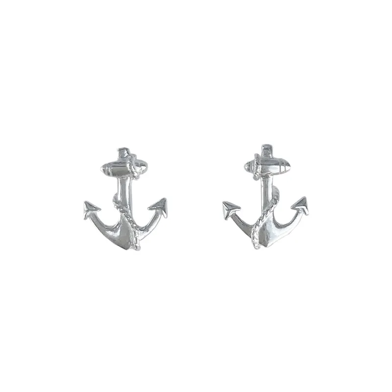 Anchor Earrings in Sterling Silver
