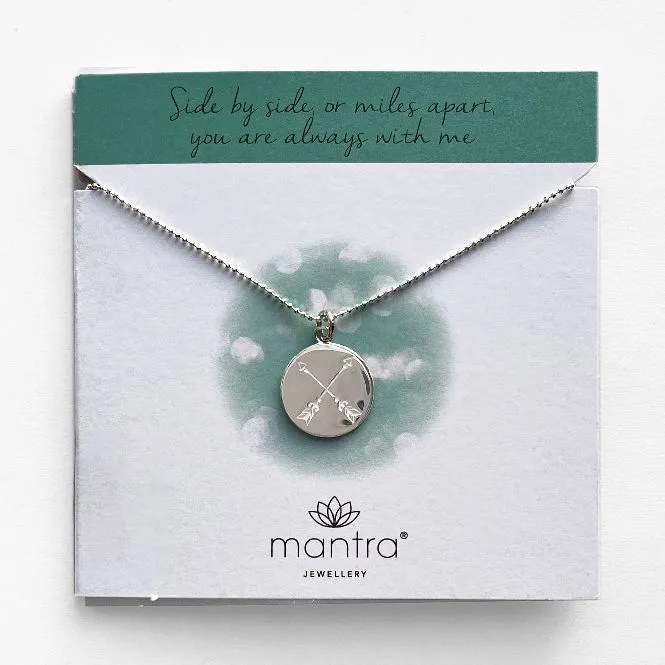 Crossed Arrows Disc Necklace in Sterling Silver